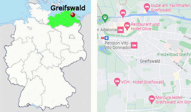 Carta stradale online di Greifswald