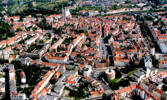 Foto aerea del centro storico di Grlitz