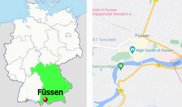 Carta stradale online di Füssen