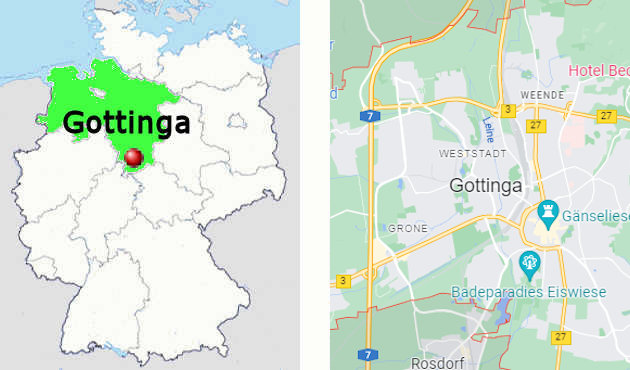 Carta stradale online di Gottinga