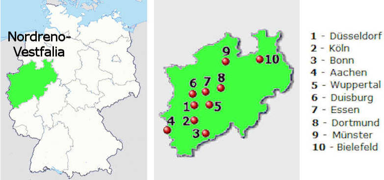 Carta stradale online di Nordreno-Vestfalia