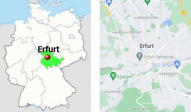 Carta stradale online di Erfurt