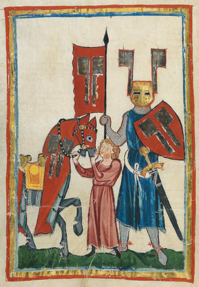 Wolfram von Eschenbach come cavalliere, illustrazione nel Codex Manesse