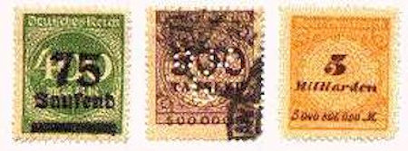 Tre francobolli degli anni 1922-1923