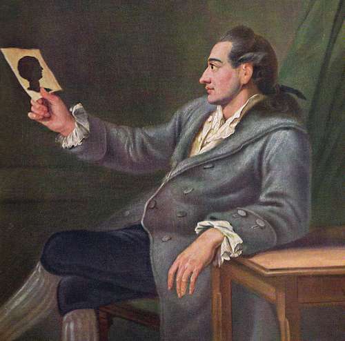 Goethe (a 26 anni) osservando la silhouette di Charlotte von Stein