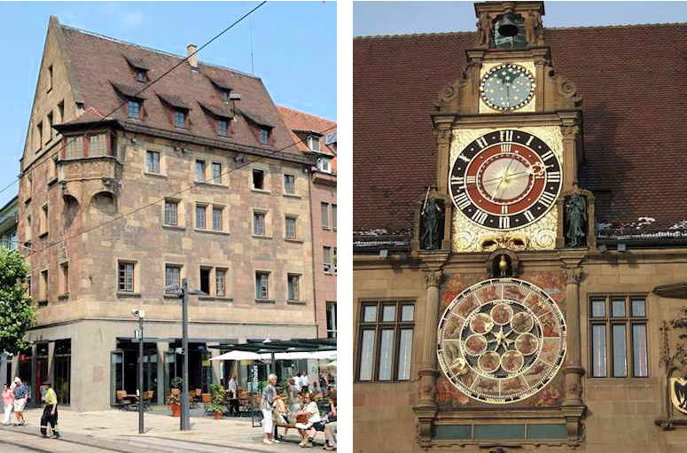 La Kthchenhaus (casa di Caterina) e l'orologio astronomico del municipio