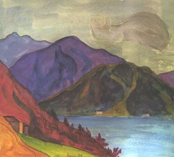 Hermann Hesse: Baia del lago con il Monte Caslano (1924)