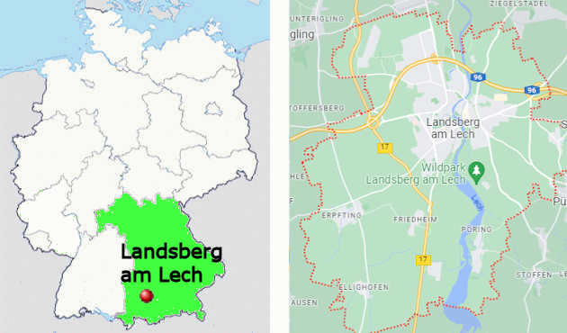 Carta stradale online di Landsberg am Lech