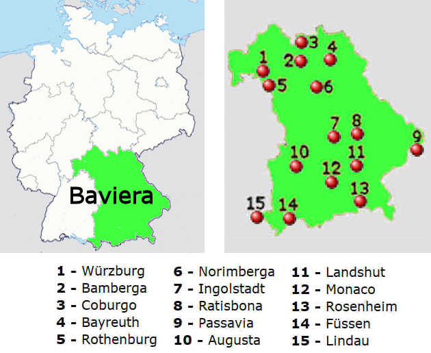 Carta stradale online della Baviera