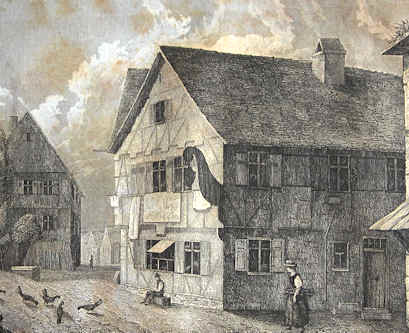 La casa natale di Schiller a Marbach sul Neckar (disegno del 1837)
