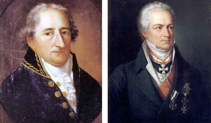 a sinistra: Karl Freiherr vom Stein, a destra: August von Hardenberg